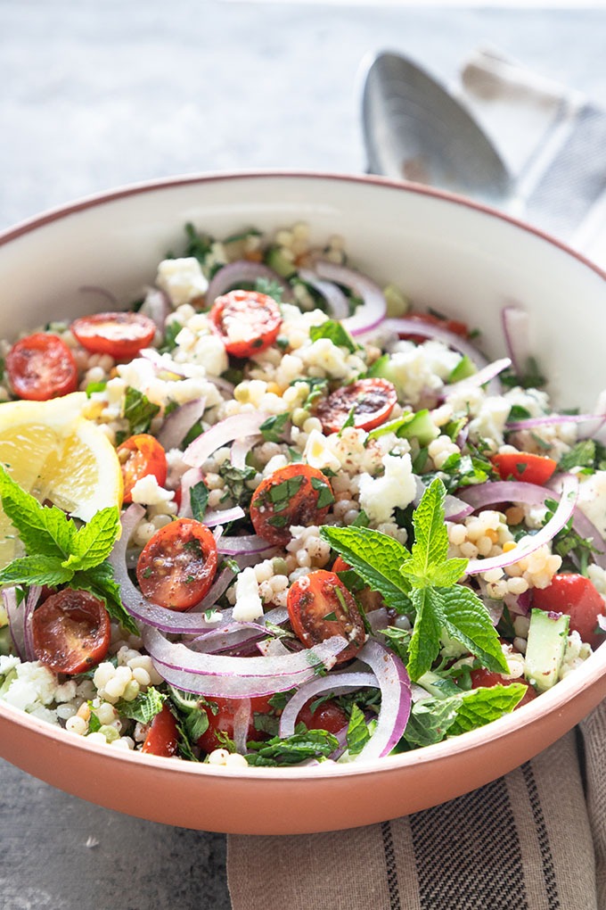 Israeli Couscous Salad (Pearl Couscous Salad) - The Home Cook's Kitchen